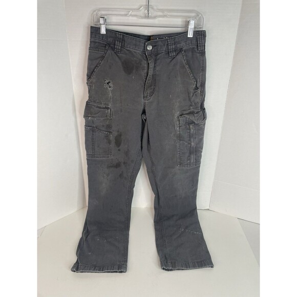 Carhartt Work Pants 31X32, Dark Grey, Relaxed Fit, Worn, Logo, Distressed - Picture 3 of 9